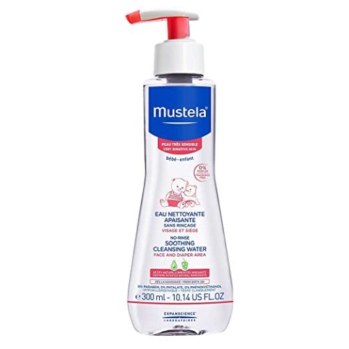 Mustela Baby Soothing Cleansing Water - No-Rinse Micellar Water for Very Sensitive Skin - with Natural Avocado & Schizandra Berry - Fragrance Free & EWG Verified - 10.14 fl. oz.