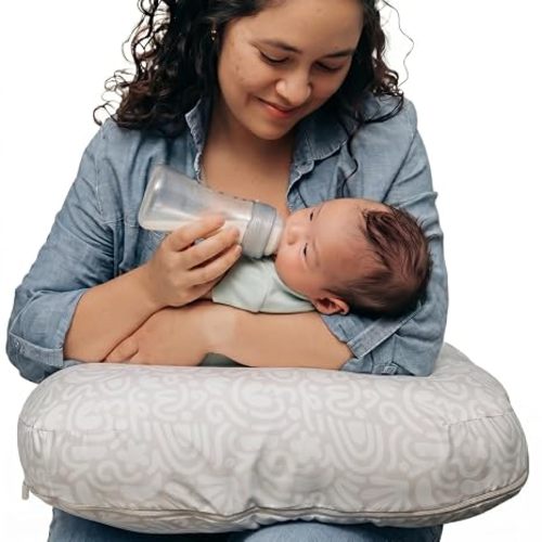Boppy Nursing Pillow - Firm, Ergonomic U-Shaped Bottle and Breastfeeding Pillow with High Lift for Comfort and Support, Spacious Surface - Pink Garden Flowers