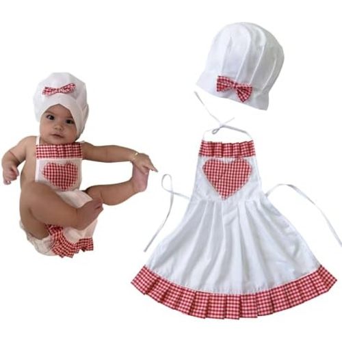 Jastore Newborn Photography Prop Baby Chef Outfits Baby Photo Outfit Baby Chef Costume Chef Hat Apron