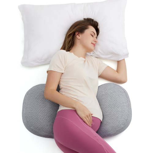 Momcozy Pregnancy Pillow，Portable Maternity Pillow for Side Sleeper，Adjustable Travel Pregnancy Pillow