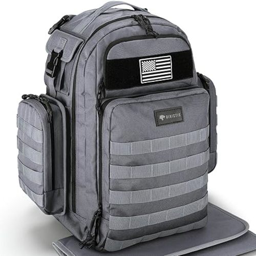 Dad Diaper Bag, Mens Diaper Bag Backpack with Diaper Changing Mat, Military Diaper Backpack with Molle Webbing, Waterproof Pouch, Baby Wipes pocket, Insulated Bottle Pockets- Jungle Green
