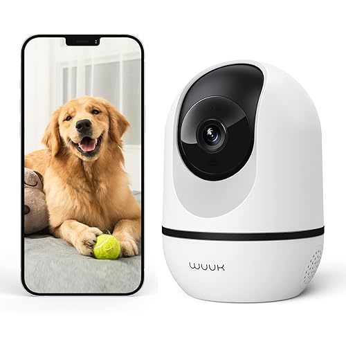 WUUK 4MP Indoor Security Camera, Pan Tilt Cam for Baby Monitor, Wi-Fi Home Security Pet Camera for Dog or Cat, Motion Detection & Tracking, Night Vision, 2-Way Audio, Compatible with Alexa & Google