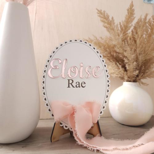 Hospital Name Announcement, Hello My Name Is, Hospital plaque, Baby shower gift, Name Sign, Wooden Birth Signs, Pink Bow Coquette Baby Name
