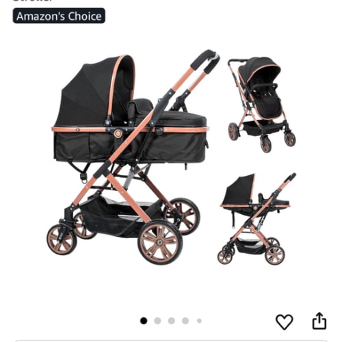 Baby Stroller Newborn Foldable Pushchair Folding High Landscape Infant Carriage,Toddler Pushchair Black Baby Stroller