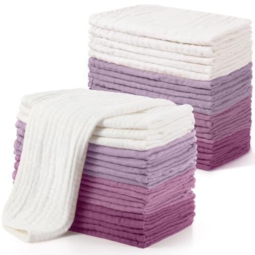 Buryeah Muslin 20 Pcs Burp Cloths Large 20" x 10" 100% Cotton 6 Layers Ultra Absorbent and Soft Hand Washcloths for Baby Drool and Messes Gentle Burp Cloth for Boys & Girls(Vibrant Color)