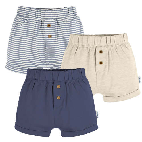 3-Pack Baby Neutral Navy Stripe, Oatmeal, & Navy Knit Shorts – Gerber Childrenswear
