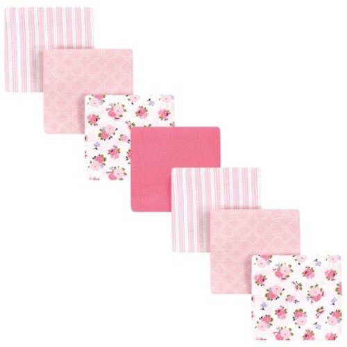 Luvable Friends Baby Girl Cotton Poly Flannel Receiving Blankets, Garden 7-Pack, One Size