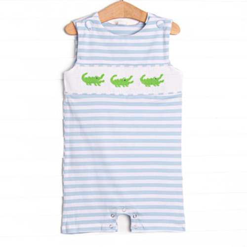 Chomp! Chomp! Smocked Jon Jon, Blue – Stitchy Fish