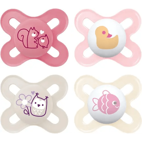 MAM Original Start Matte Baby Pacifiers, Binky for 0-3 Months, BPA-Free Silicone Nipple, Easy to Clean, Best for Newborn Babies, Developed with Medical Experts, 4 Count Binkies with Sterilizer Case