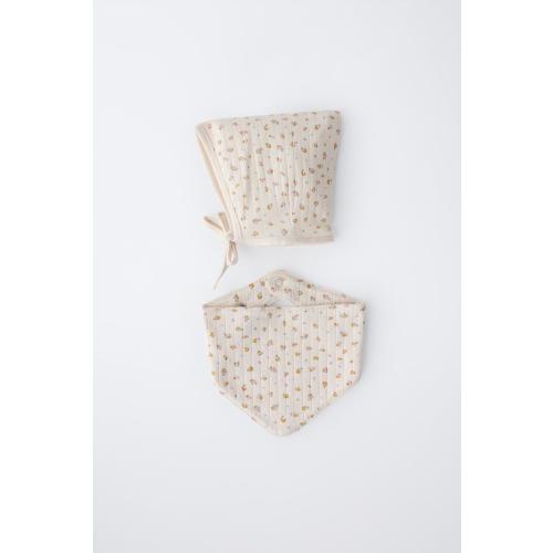 FLORAL BONNET AND BANDANA PACK - Ecru | ZARA United States