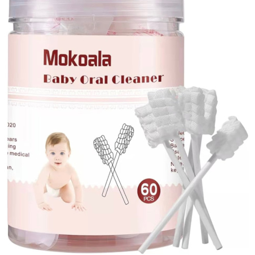 60Pcs Baby Tongue Cleaner, Baby Toothbrush, Disposable Infant Mouth Cleaner, Soft Gauze Toohthbrush Toddler Oral Cleaning Stick Dental Care for 0-36 Month Newborn