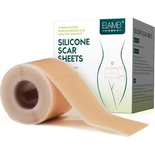 Silicone Scar Sheets (1.6” x 120” Roll-3M), Silicone Scar Tape Roll, Scar Silicone Strips, Reusable, Professional Scar Removal Sheets for C-Section, Surgery, Burn, Keloid, Acne et