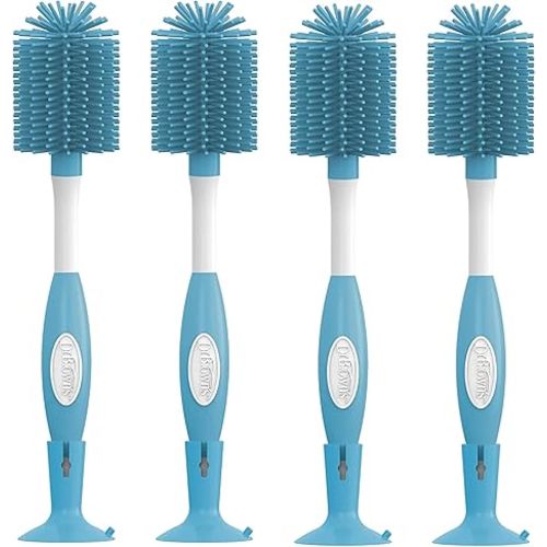 Dr. Brown's Soft Touch No Scratch Baby Bottle Cleaning Brush Nipple Cleaner with Stand and Storage Clip, BPA Free, Blue 1-Pack