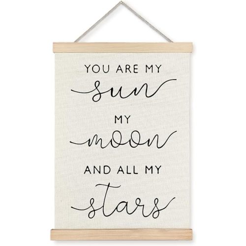 Supwhd Nursery Wall Decor, You are My Sun My Moon and All My Stars Poster Hanger Frame Wall Decor for Decor for Girl Boy Kids Teen Room Playroom Nursery, 12x16 Inches
