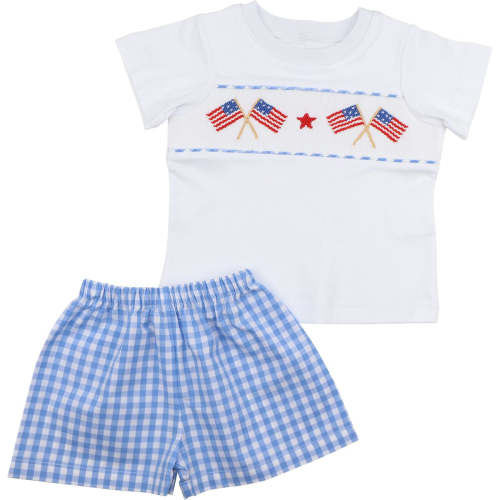 Smocked Flags And Star Short Set