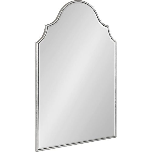Kate and Laurel Leanna Modern Arched Wall Mirror; 20 x 30; Silver; Stunning Glamorous Decorative Mirror with Arch Shape and Soft Scallops and Slim Frame