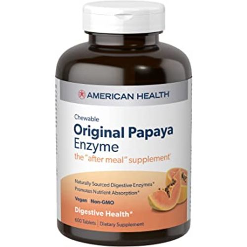 American Health Original Papaya Enzyme Chewable Tablets - Promotes Nutrient Absorption and Helps Digestion - Gluten-Free, Vegetarian - 600 Count, 200 Total Servings