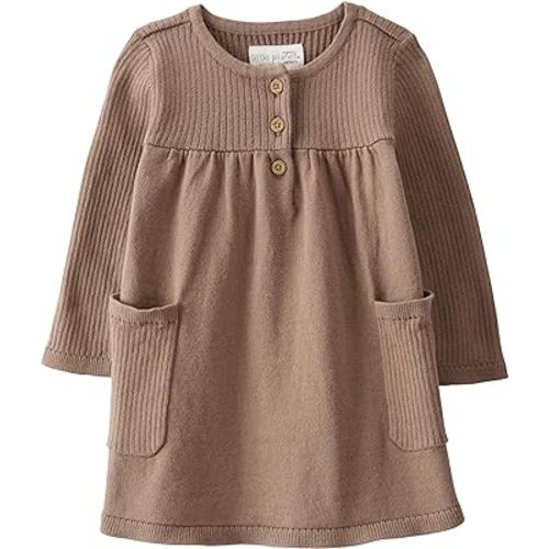 little planet by carter's unisex-baby Organic Cotton Ribbed Sweater Knit Dress, Brown Solid, 3M