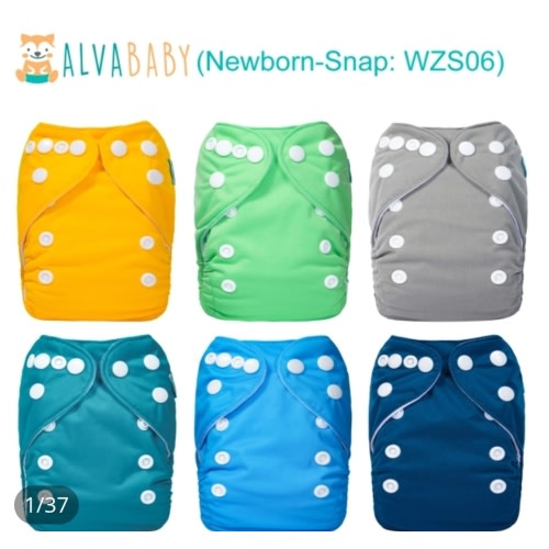 6-Pack Newborn Cloth Diapers with 6 Microfiber Inserts for Infants & Toddlers