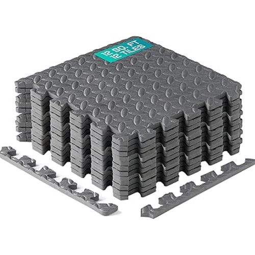 Yes4All EVA Interlocking Mats, Puzzle Floor Tiles, Foam Floor Padding with Border for Furniture, Home Space, Living Room, Garage 11,15,32,99 SQFT