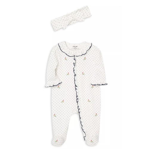 Little Me
Girls' Dotted Rosebud Footie & Headband Set - Baby