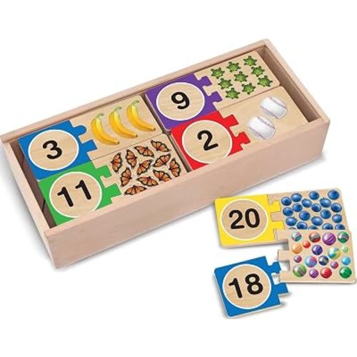 Melissa & Doug Self-Correcting Wooden Number Puzzles with Storage Box (40 pcs)