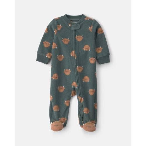 Baby Boy Farm Fleece 2-Way Zip Sleep & Play Pajamas - Green | Carter's