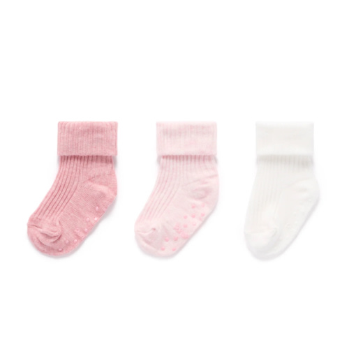 Pink 3 Pack Rib Socks - Baby Accessories - Purebaby