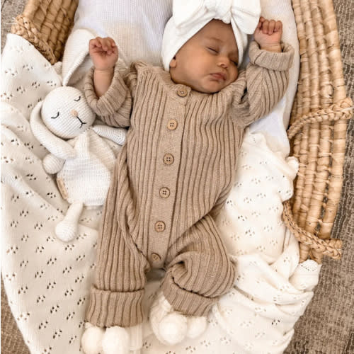 Little B's Chunky Rib Baby Jumpsuit - Oak