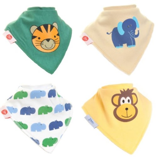 Zippy Fun Bandana Bibs (4-Pack)- Animal Fun