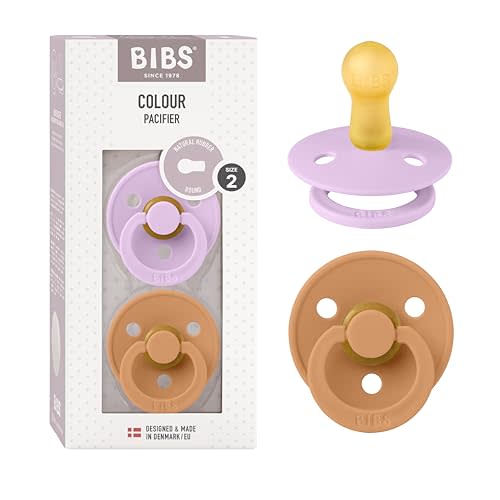 Bibs Colour Pacifier 2-Pack | BPA Free Soother, Round Nipple. Natural Rubber Latex,