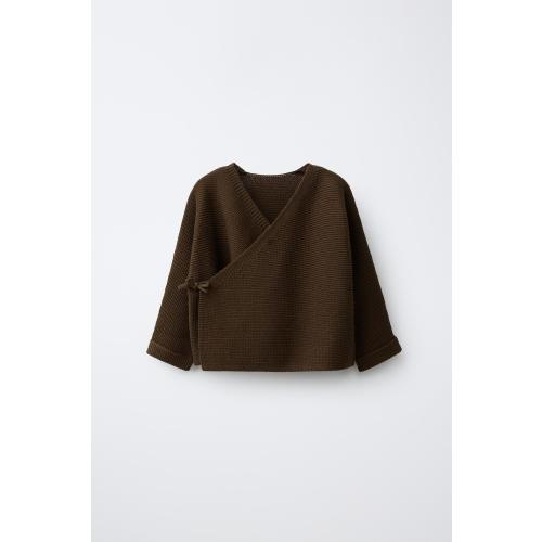 WRAPPED KNIT CARDIGAN - Brown | ZARA United States