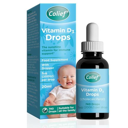 Colief Vitamin D 3 Drops | The Infant's Sunshine Vitamin for Immune Support | Liquid VIT D3 Supplement for Babies from Birth | Suitable for All The Family | 370 Servings | 0.67 Fl Oz