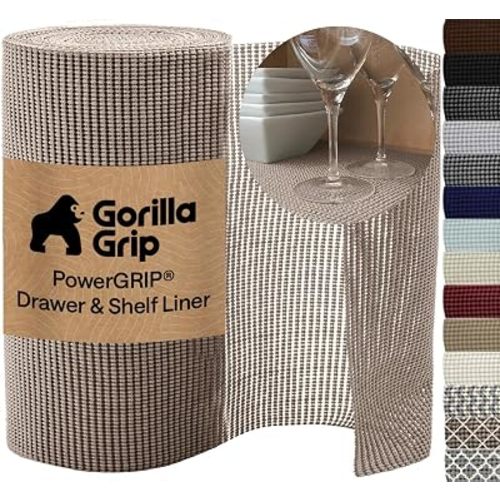 GORILLA GRIP powerGRIP Drawer Shelf and Cabinet Liner, 20" x20', Beige