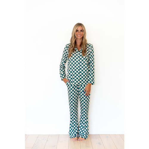 FOREST GREEN CHECKER | WOMEN'S BUTTON UP LONG SLEEVE SET