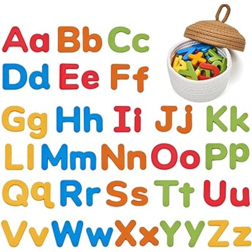 JoyCat Silicone Alphabet Magnets, 52 Uppercase & Lowercase (Vibrant Colors)