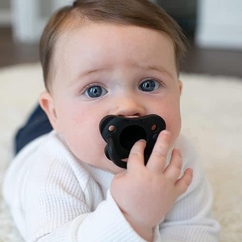 Dr. Brown's HappyPaci 100% Silicone, Newborn Baby Pacifiers 0-6 Months, BPA Free, White, Pink, Light Pink, Cool Gray, and Black, 6 Pack