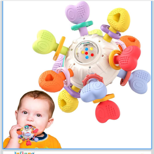 Baby Teething & Rattle Toys – Safe, Multi-Functional BPA-Free Silicone Sensory Learning Toys for Infant 0-12 Months–Teething Relief & Fun Play – Perfect Baby Gift for Boys & Girls