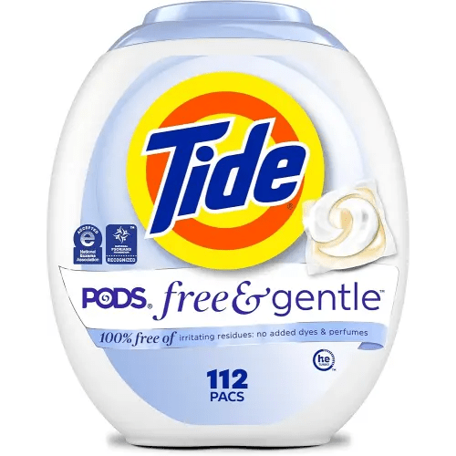 Tide PODS Free & Gentle Laundry Detergent Soap Pacs, 112 Count, Tide PODS Laundry Detergent, Laundry Detergent Pacs, Laundry PODS Detergent