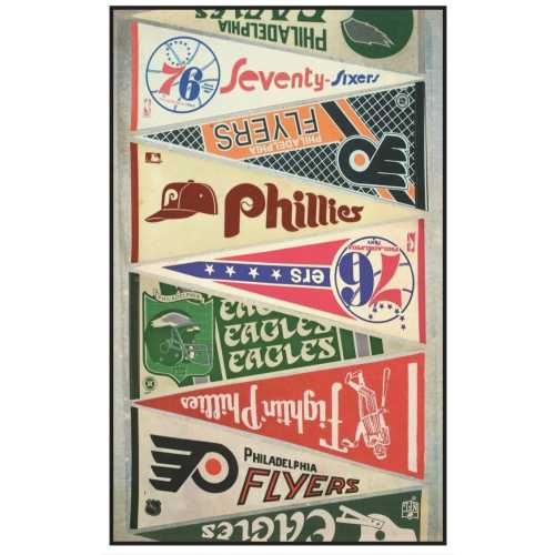 Vintage Philadelphia sports pennant collage poster 15 by 24, 11 by 17