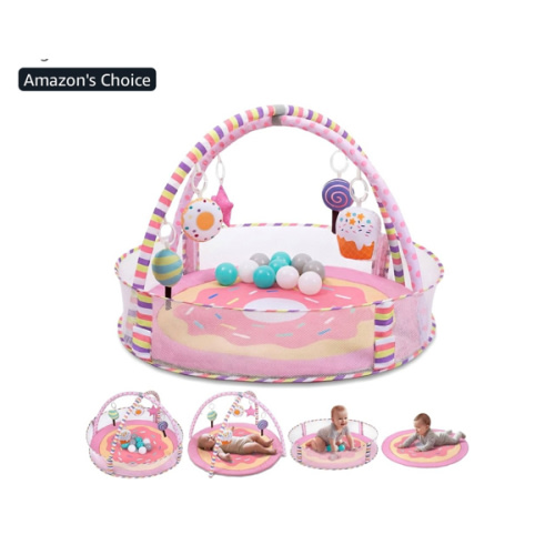 4-in-1 Baby Play Mat & Baby Play Gym,Baby Girl Play Mat Activity Gym, Pink Donut Tummy Time Mat for Babies and Toddlers, Infant Activity Center for Newborn to Develop Motor Cognition