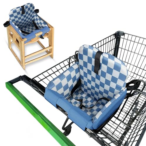 Shopping Cart Cover for Baby, High Chair Cover, Grocery Cart Cover, Cart Seat Cover for Baby, Shopping Cart Seat, Shopping Cart Cover for Baby Girl, Shopping Cart Cover for Baby Boy (Blue Checkered)