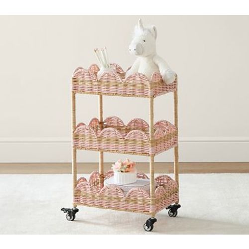 Palmer Scallop Rolling Storage Cart, Pink