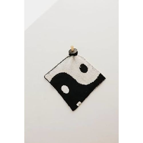 Forever French Baby | Lovey | Pacifier Holder | Lovey Gifts | Boy & Girl | Ideal for Age 0 Months & Up | Microfiber Feather Yarn (B&W Yin Yang)