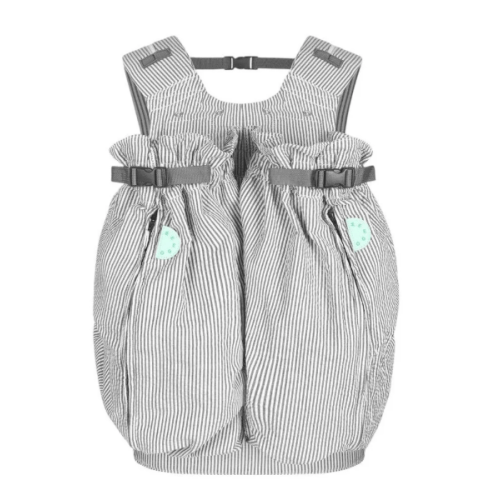 The Weego TWIN Baby Carrier (Grey and White Seersucker)