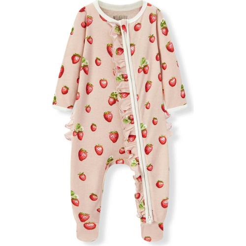 Strawberry Organic Cotton Ruffle Footed Romper