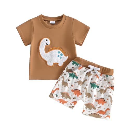 Bagilaanoe Toddler Baby Boy Clothes 3 6 12 18 24 Month 2T 3T Summer Outfit Waffle Striped Short Sleeve T-Shirt Shorts Set