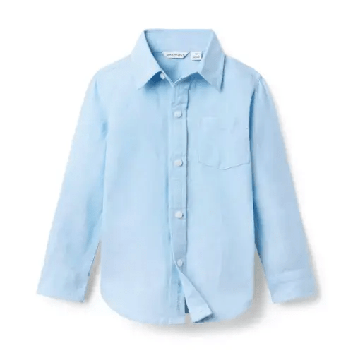 Boy Frosty Blue The Linen-Cotton Shirt by Janie and Jack