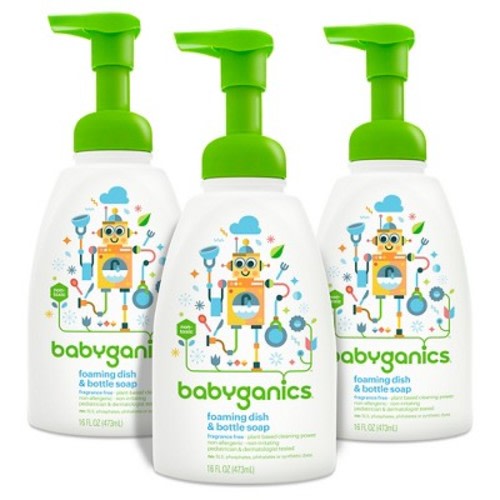 Babyganics Foaming Dish & Bottle Soap, Fragrance Free - 16 oz (3pk)