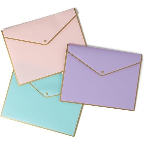 U Brands® Polypropylene Document Holders, 1/2" Expansion, Letter Size, Assorted Pastels, Pack Of 3 Holders